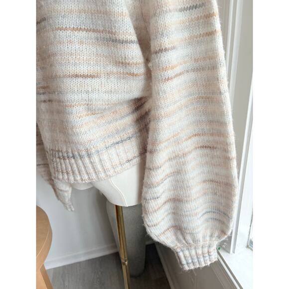 NWT French Connection Marley Space Dye Crewneck Sweater Womens Large Cream Tan - Picture 4 of 9